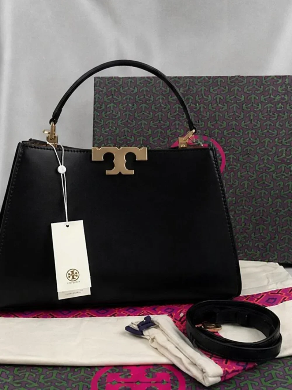 Tory Burch Eleanor Satchel Bag, Black, NWT